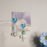 Pendientes de nube de amor azul